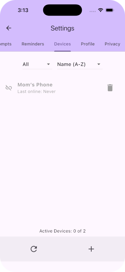 Gallery Image: Settings Screen Devices