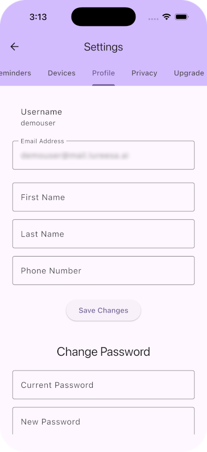 Gallery Image: Settings Screen Profile